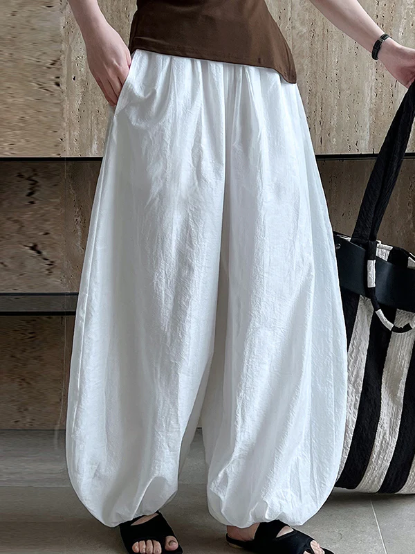 Harem Pants High Waisted Elasticity Solid Color Split-Joint Pants Trousers - Image 9
