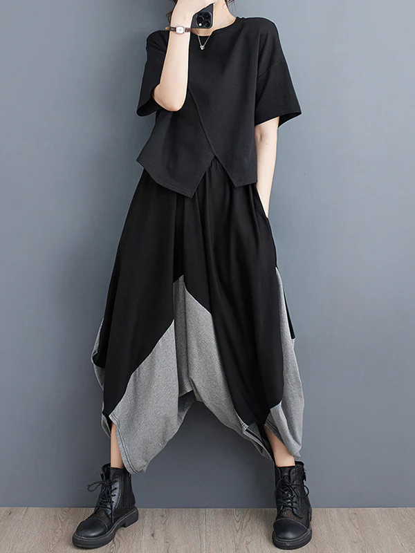 Harem Pants Irregular Clipping Split-Joint Casual Pants Bottoms - Image 3