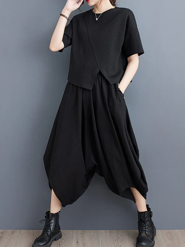 Harem Pants Irregular Clipping Split-Joint Casual Pants Bottoms - Image 8