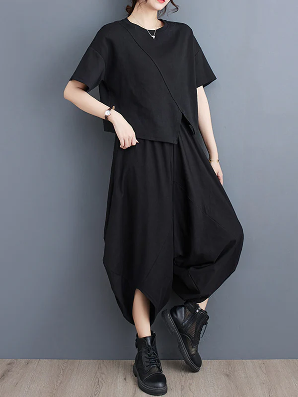 Harem Pants Irregular Clipping Split-Joint Casual Pants Bottoms - Image 9