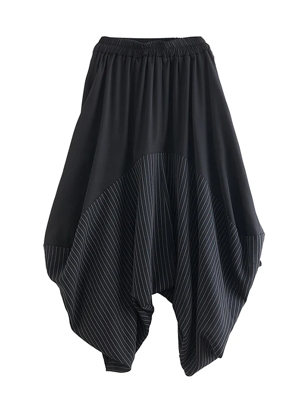 Harem Pants Irregular Clipping Split-Joint Striped Casual Pants Bottoms - Image 6