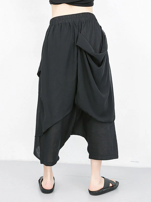 Harem Pants Loose Pleated Solid Color Ninth Pants - Image 10