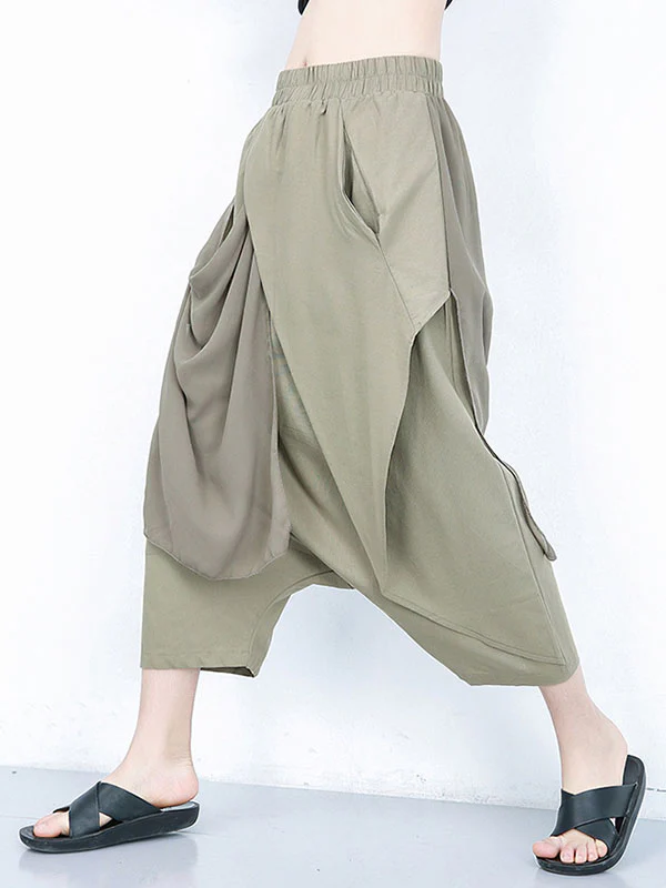Harem Pants Loose Pleated Solid Color Ninth Pants - Image 11