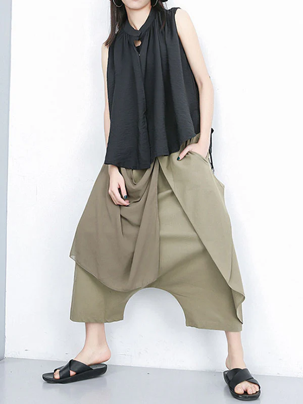 Harem Pants Loose Pleated Solid Color Ninth Pants - Image 12