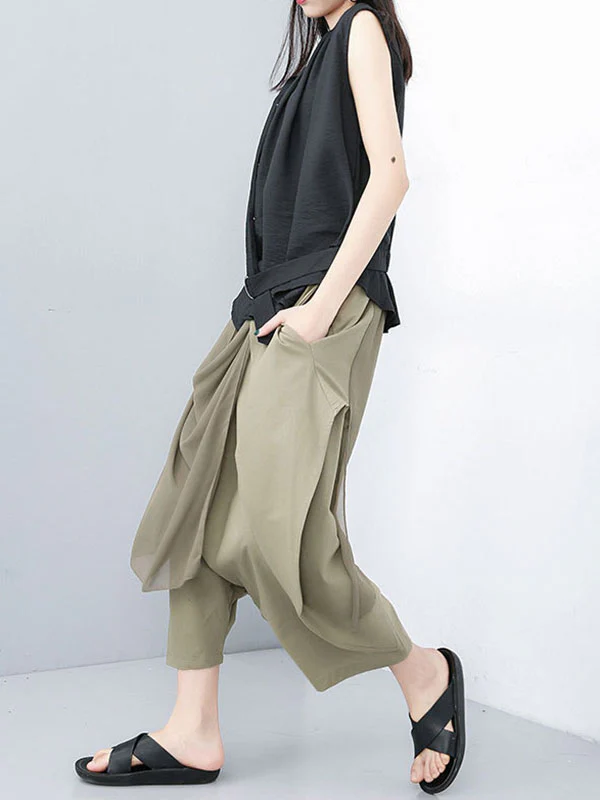 Harem Pants Loose Pleated Solid Color Ninth Pants - Image 13