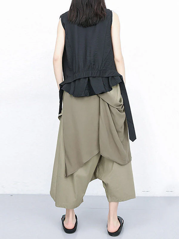 Harem Pants Loose Pleated Solid Color Ninth Pants - Image 14