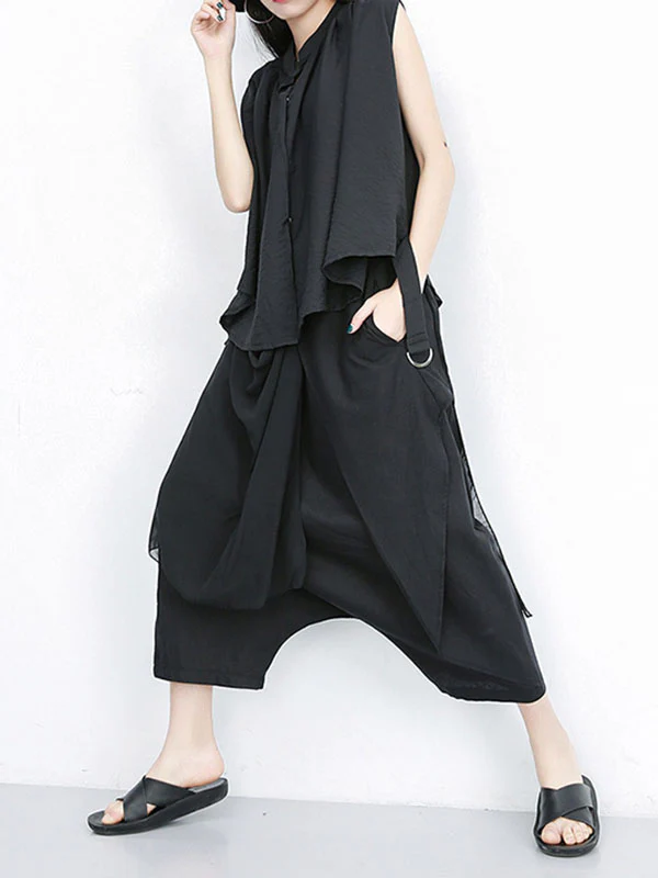 Harem Pants Loose Pleated Solid Color Ninth Pants - Image 15