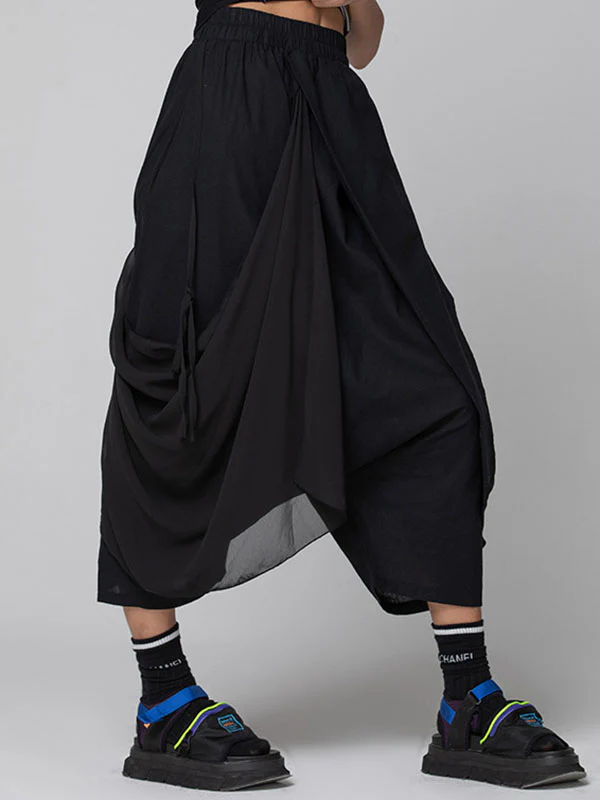 Harem Pants Loose Pleated Solid Color Ninth Pants - Image 3