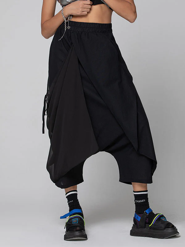 Harem Pants Loose Pleated Solid Color Ninth Pants - Image 4