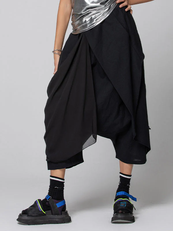Harem Pants Loose Pleated Solid Color Ninth Pants - Image 5
