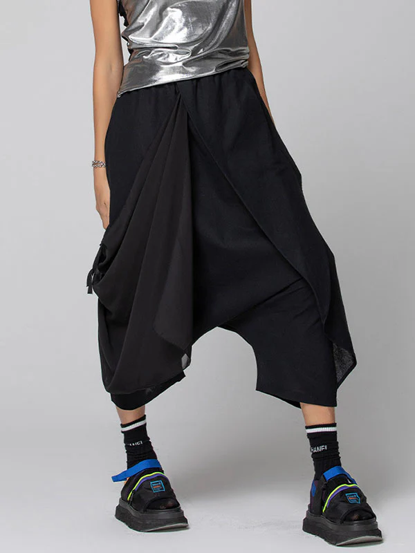 Harem Pants Loose Pleated Solid Color Ninth Pants - Image 6