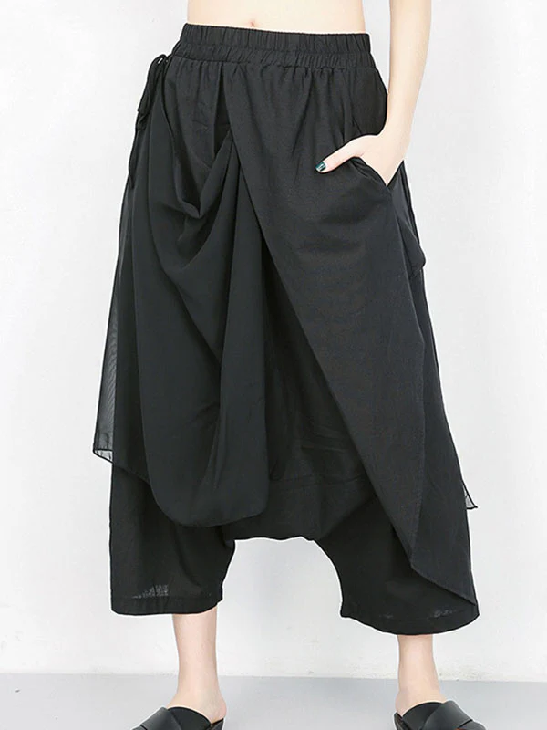 Harem Pants Loose Pleated Solid Color Ninth Pants - Image 9