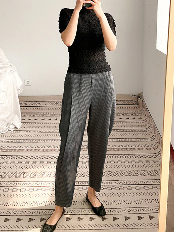 Harem Pants Ninth Pants Pleated Solid Color Ninth Pants - Image 4