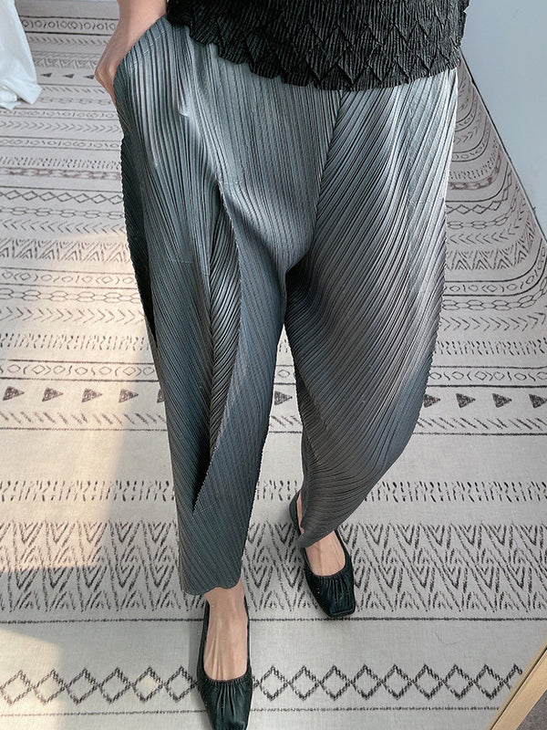 Harem Pants Ninth Pants Pleated Solid Color Ninth Pants - Image 5