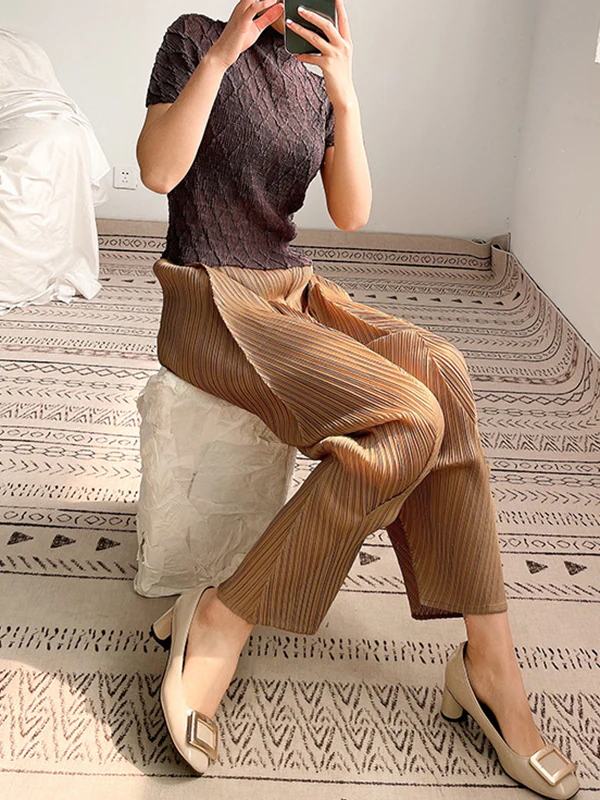Harem Pants Ninth Pants Pleated Solid Color Ninth Pants - Image 8