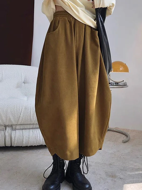 Harem Pants Wide Leg Elasticity Solid Color Split-Joint Pants Trousers - Image 10
