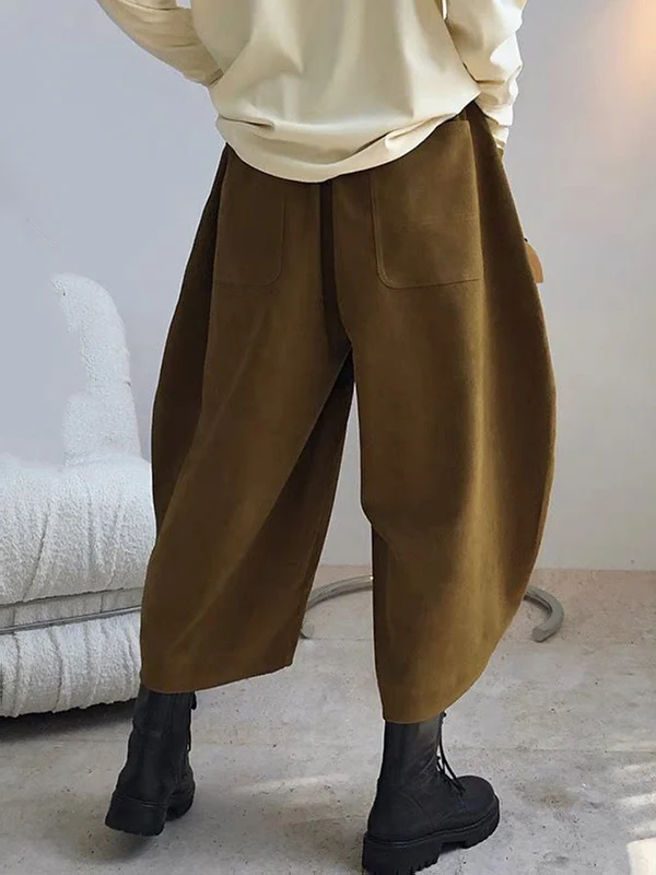 Harem Pants Wide Leg Elasticity Solid Color Split-Joint Pants Trousers - Image 11