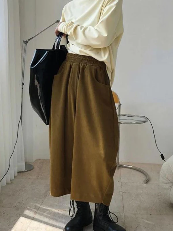 Harem Pants Wide Leg Elasticity Solid Color Split-Joint Pants Trousers - Image 13