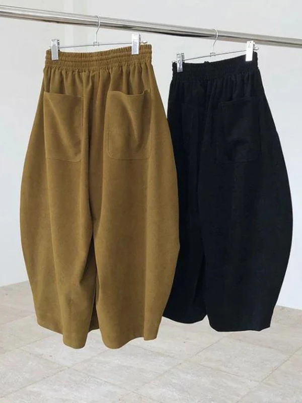 Harem Pants Wide Leg Elasticity Solid Color Split-Joint Pants Trousers - Image 15