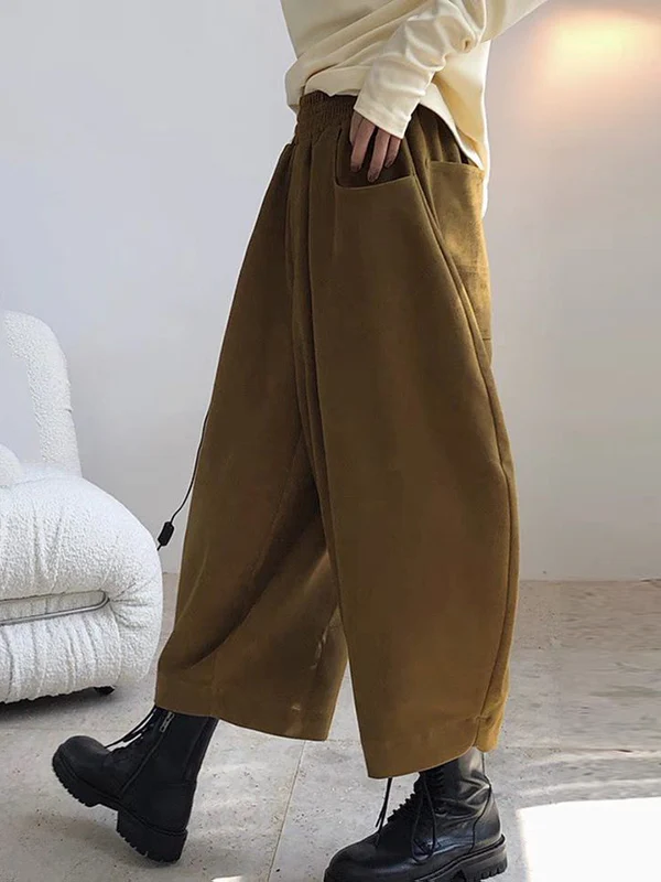 Harem Pants Wide Leg Elasticity Solid Color Split-Joint Pants Trousers - Image 2