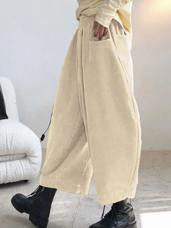 Harem Pants Wide Leg Elasticity Solid Color Split-Joint Pants Trousers - Image 5