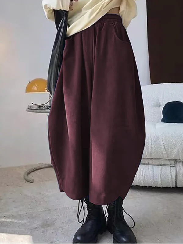 Harem Pants Wide Leg Elasticity Solid Color Split-Joint Pants Trousers - Image 7