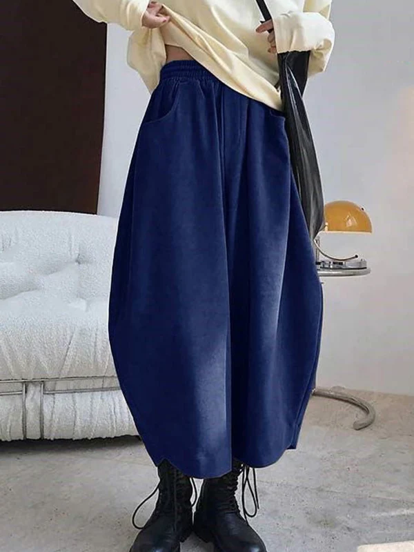 Harem Pants Wide Leg Elasticity Solid Color Split-Joint Pants Trousers - Image 8