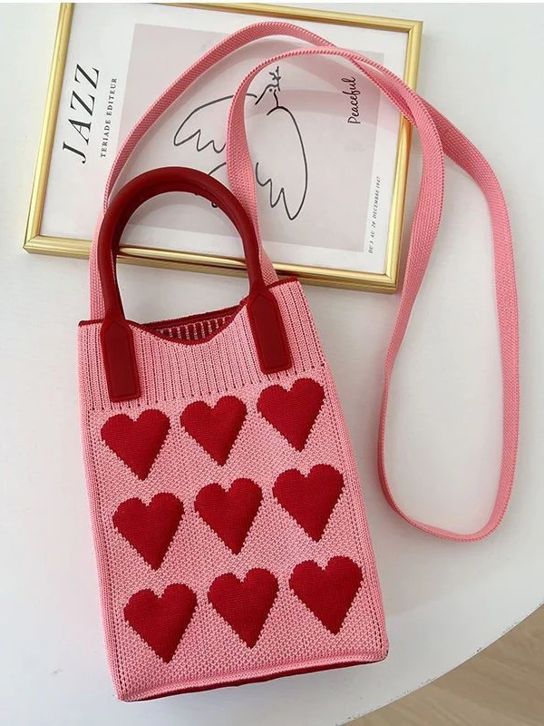 Heart Print Split-Joint Bags Crossbody Bags Handbags - Image 4
