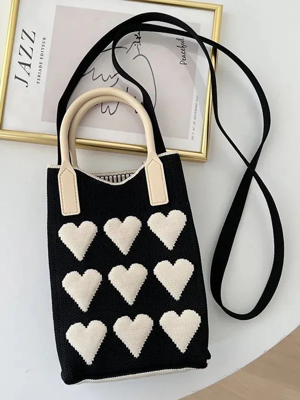 Heart Print Split-Joint Bags Crossbody Bags Handbags - Image 5
