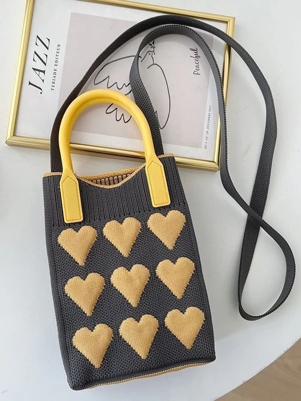 Heart Print Split-Joint Bags Crossbody Bags Handbags - Image 6