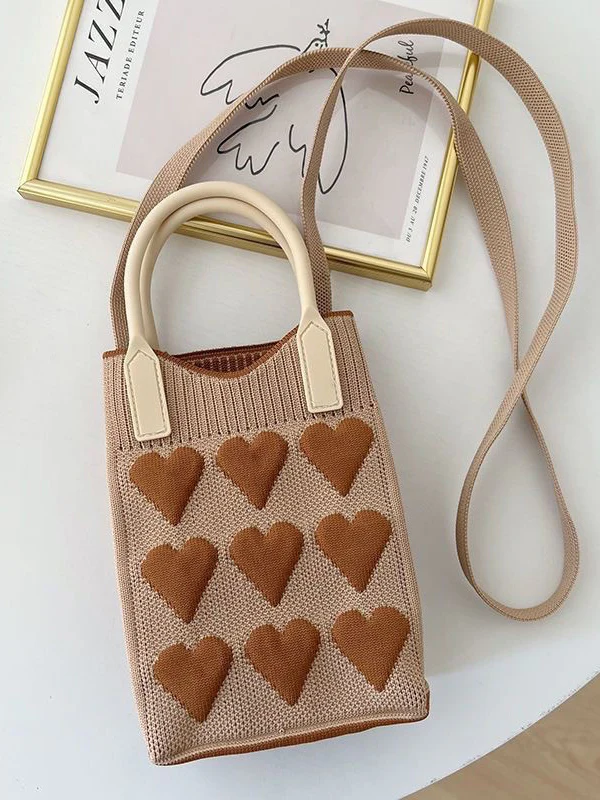 Heart Print Split-Joint Bags Crossbody Bags Handbags - Image 7