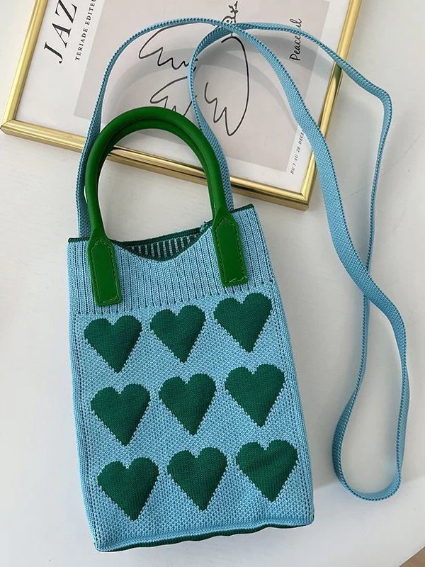 Heart Print Split-Joint Bags Crossbody Bags Handbags - Image 8