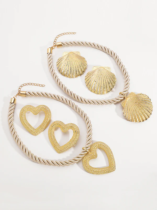 Heart Shape Drop Earrings + Necklaces Accessories - Image 4