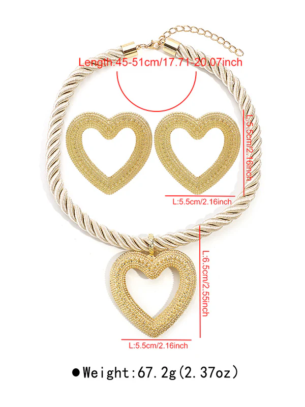 Heart Shape Drop Earrings + Necklaces Accessories - Image 7
