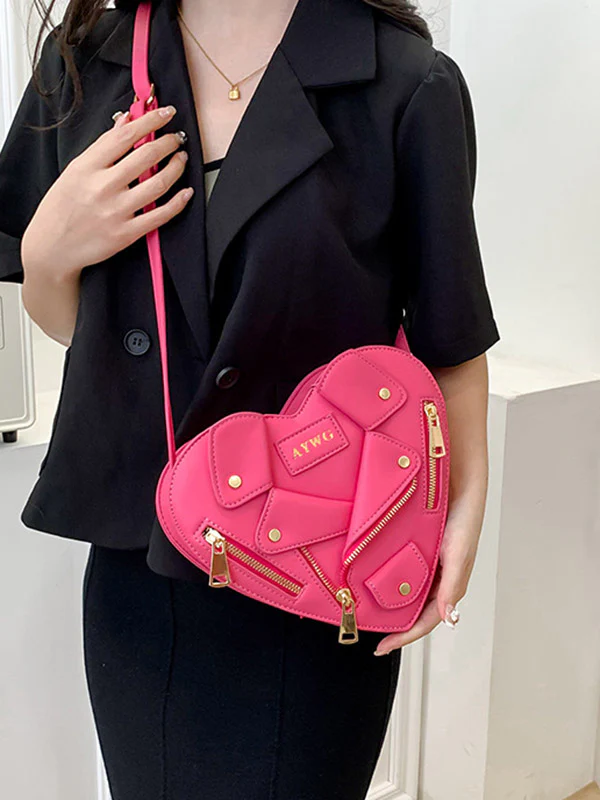 Heart Shape Split-Joint Zipper Bags Crossbody Bags Handbags - Image 10
