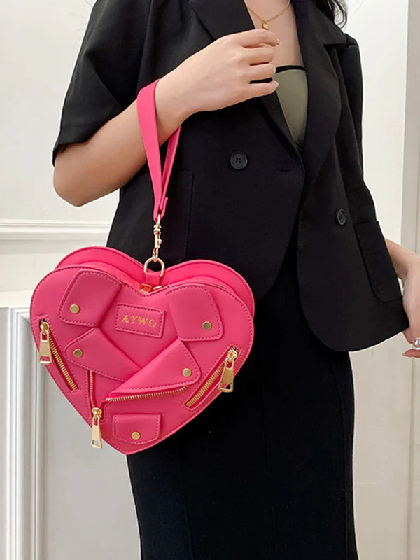 Heart Shape Split-Joint Zipper Bags Crossbody Bags Handbags - Image 11