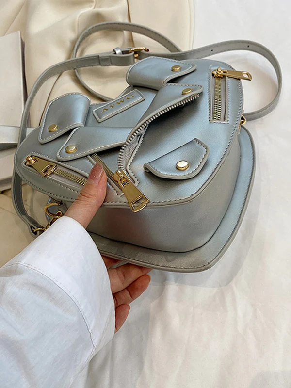 Heart Shape Split-Joint Zipper Bags Crossbody Bags Handbags - Image 12