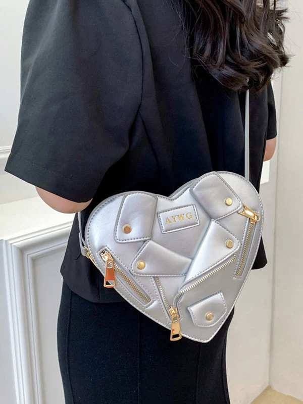 Heart Shape Split-Joint Zipper Bags Crossbody Bags Handbags - Image 2