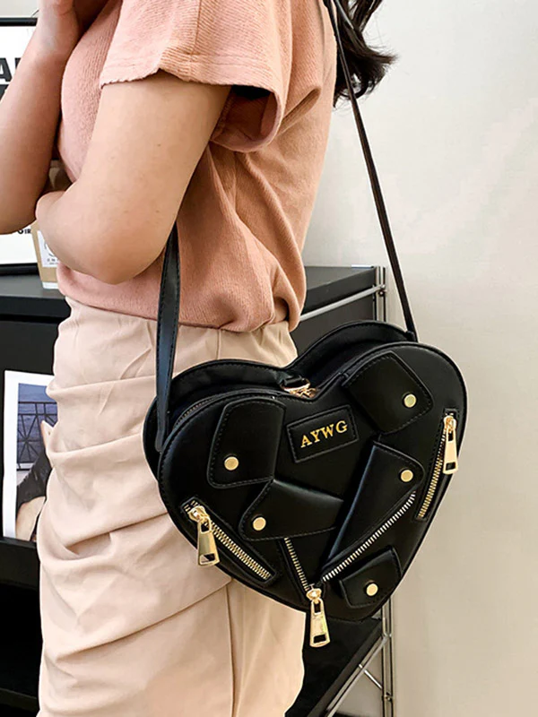 Heart Shape Split-Joint Zipper Bags Crossbody Bags Handbags - Image 4