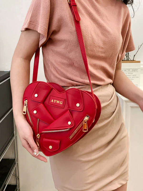 Heart Shape Split-Joint Zipper Bags Crossbody Bags Handbags - Image 6