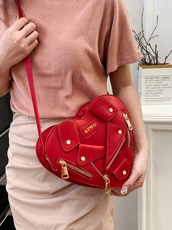 Heart Shape Split-Joint Zipper Bags Crossbody Bags Handbags - Image 7