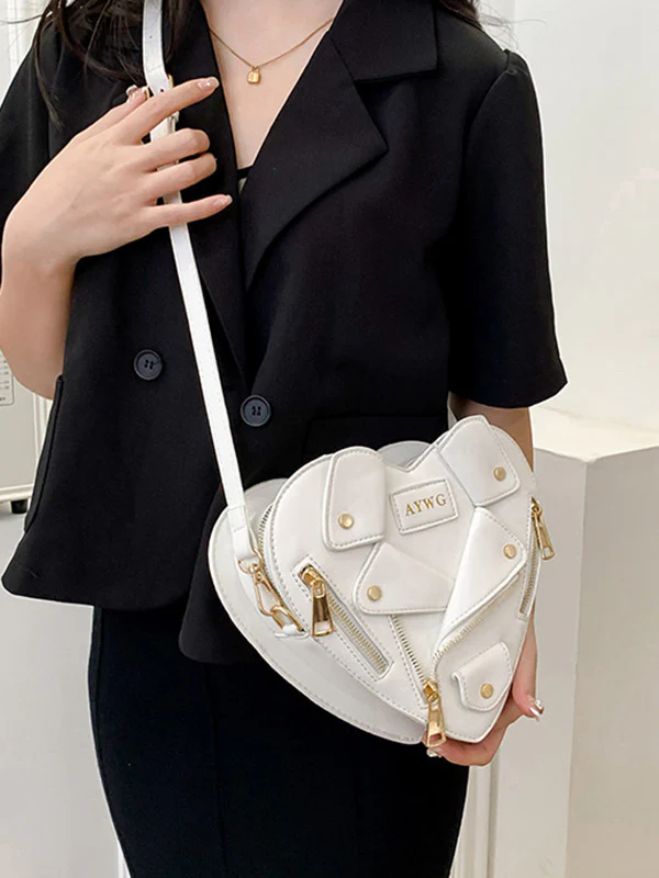 Heart Shape Split-Joint Zipper Bags Crossbody Bags Handbags - Image 8