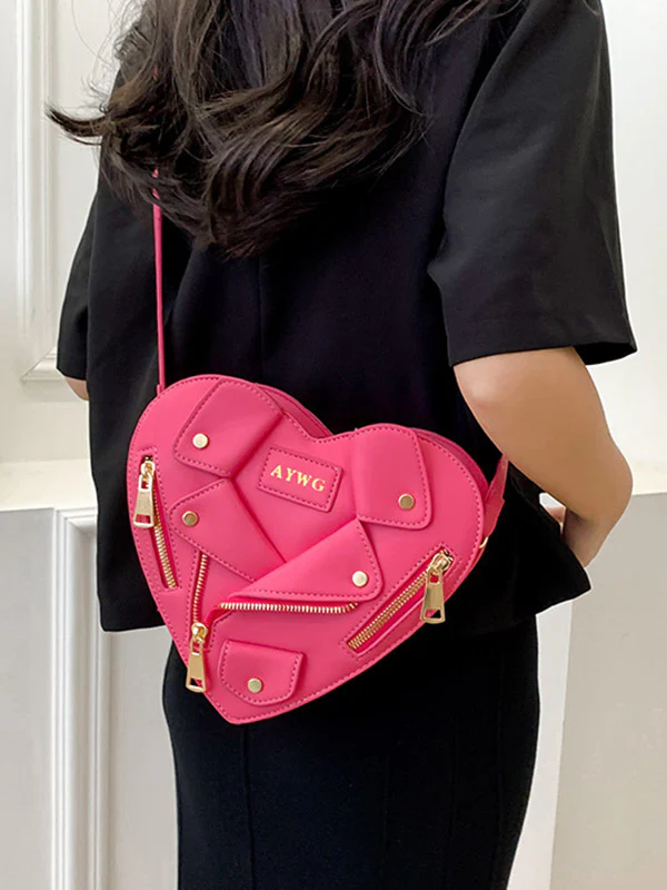 Heart Shape Split-Joint Zipper Bags Crossbody Bags Handbags - Image 9
