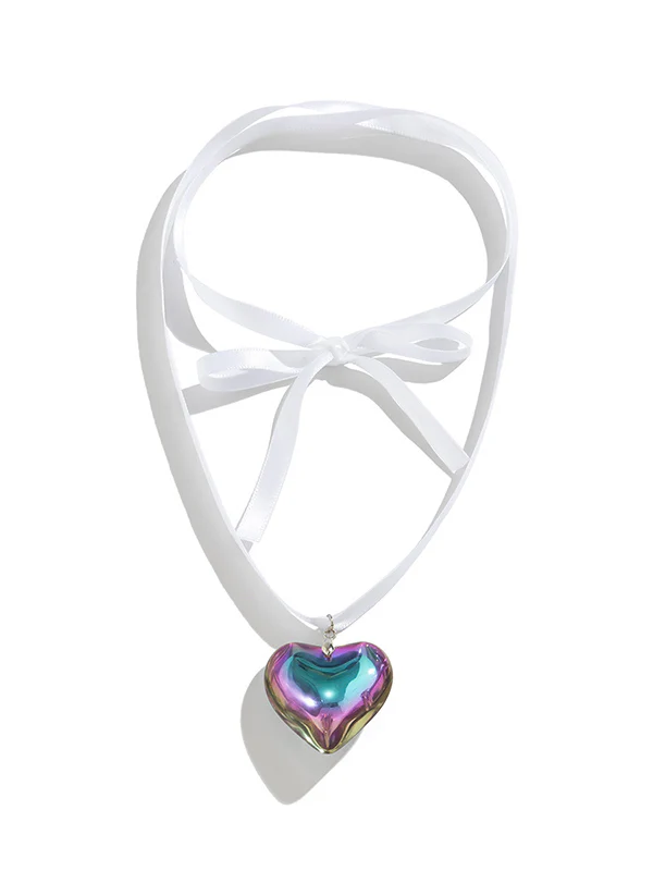 Heart Shape Streamer Tied Necklaces Accessories - Image 10