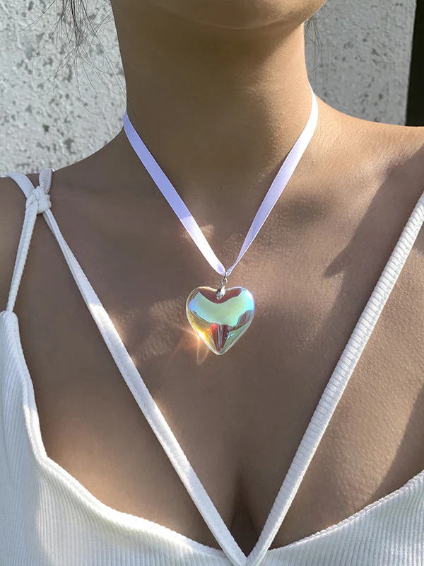 Heart Shape Streamer Tied Necklaces Accessories - Image 5