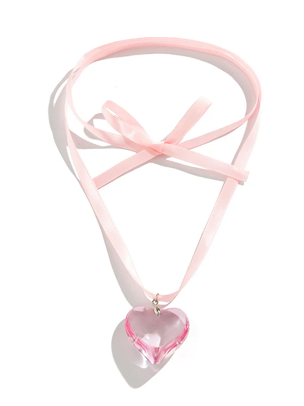 Heart Shape Streamer Tied Necklaces Accessories - Image 7