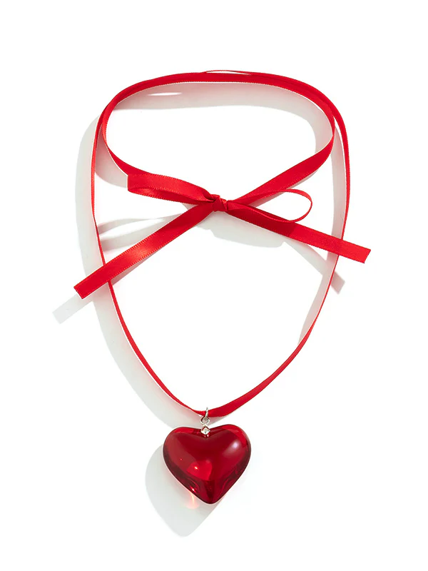 Heart Shape Streamer Tied Necklaces Accessories - Image 9