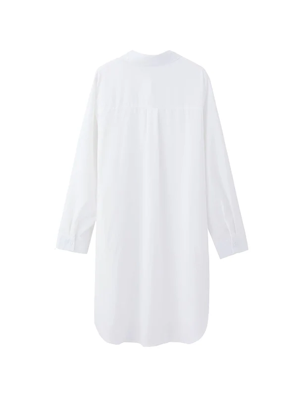High-Low Irregular Clipping Solid Color Split-Joint Lapel Blouses - Image 19