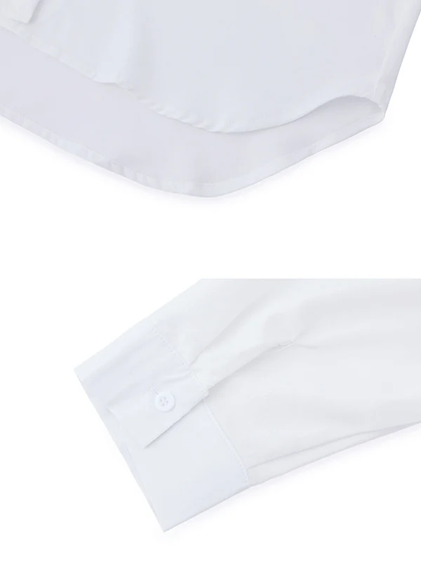 High-Low Irregular Clipping Solid Color Split-Joint Lapel Blouses - Image 21