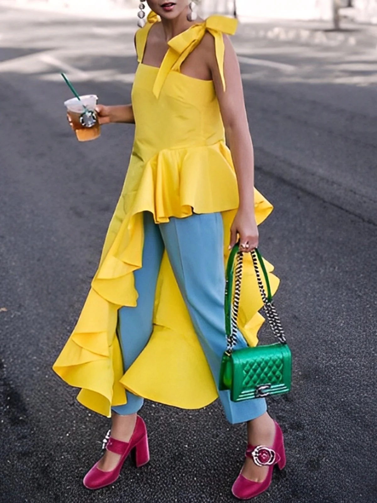 High-Low Irregularity Tied Tube Blouses&Shirts Tops - Image 3